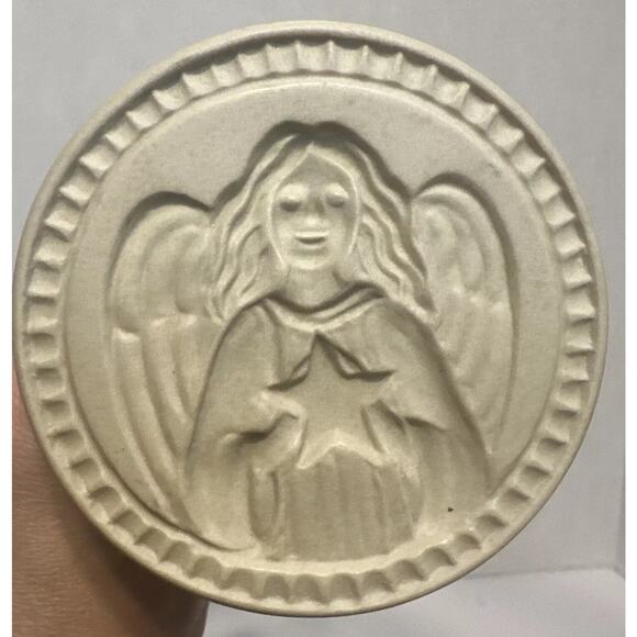 Vintage Christmas Angel & Santa Cookie Stamps Ceramic Baking Molds Set - Picture 8 of 11